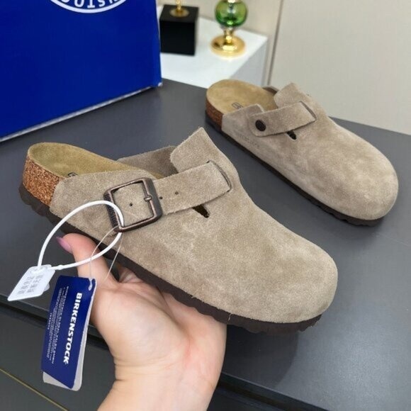 Birkenstock Beige Suede Clogs - Picture 2 of 6